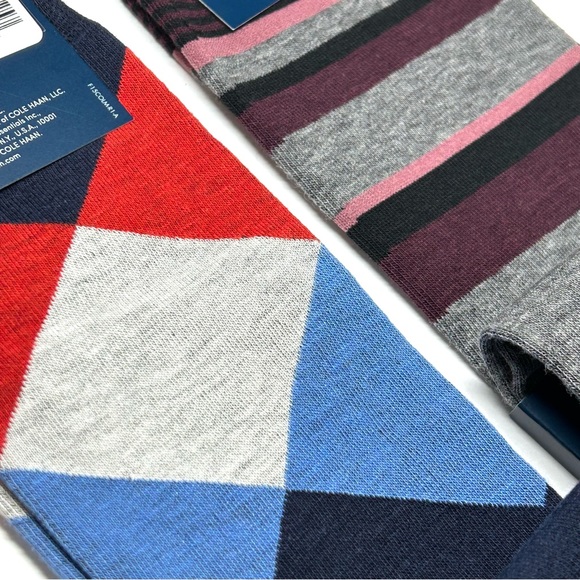 Cole Haan Men’s Dress Socks Multi-Color Cotton Blend 2 Pairs Bundle Shoe Sz 7-12 - Picture 16 of 16